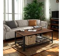 Pirlo Plush 2 Tier Industrial Rectangular Coffee Table With Storage Shelf in Brown Pirlo Plush Brown