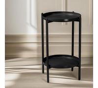 Pirlo Plush 2 Tier Round Metal Coffee Table Living Room Furniture in Black Pirlo Plush Black