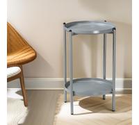 Rafaelo Mobilia 2 Tier Round Metal Coffee Table Grey