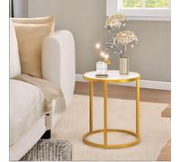 Pirlo Plush 2PC Gold Round Bedside Tables Bedroom Furniture Pirlo Plush Gold