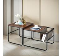 Pirlo Plush 2Pc Industrial Nest Of Tables Industrial Stackable Furniture
