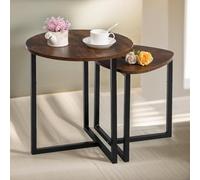 Rafaelo Mobilia Set Of 2 Nesting Side Tables Rustic Brown