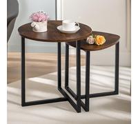 Pirlo Plush 2PC Nesting Tables Industrial Rustic Brown Living Room Furniture Pirlo Plush Brown