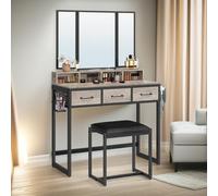 Pirlo Plush 3 Drawer Dressing Table With Mirror & Stool in Grey Pirlo Plush Grey