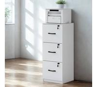 Pirlo Plush 3 Drawer Filing Cabinet With Locks For Home Office in White Pirlo Plush White