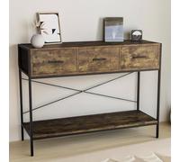 Pirlo Plush 3 Drawer Industrial Console Table in Brown Pirlo Plush Brown