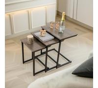 Rafaelo Mobilia Set Of 3 C-Shaped Nesting Tables Brown