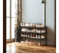 Pirlo Plush 3 Tier Metal Shoe Rack With Open Shelves Black Pirlo Plush Black