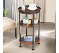 Rafaelo Mobilia 3 Tier Round Coffee Table Rustic Brown