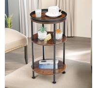 Pirlo Plush 3 Tier Round Coffee Table Industrial Rustic Brown Pirlo Plush Brown