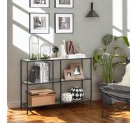 Pirlo Plush 3 Tier Tempered Glass Console Table for Hallway Black Pirlo Plush Black