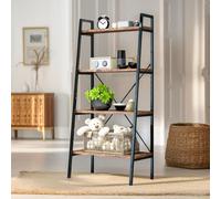 Rafaelo Mobilia 4 Tier Free Standing Ladder Shelf For Living Room Storage Rustic Brown