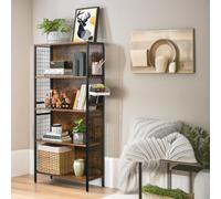 Rafaelo Mobilia 4 Tier Industrial Storage Bookcase Shelf Rustic Brown