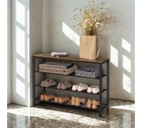 Pirlo Plush 4 Tier Shoe Rack Hallway Storage Organiser in Brown Pirlo Plush Brown