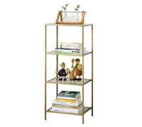 Pirlo Plush 4 Tier Tempered Glass Storage Shelving Unit Gold Pirlo Plush Gold