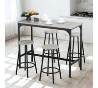 Pirlo Plush 5-Piece Dining Table & Stool Set Kitchen Living Room Industrial Grey Pirlo Plush Grey