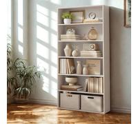 Pirlo Plush 5 Tier Free Standing Bookcase Shelf For Living Room Storage in White Pirlo Plush White