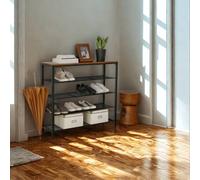 Pirlo Plush 5 Tier Industrial Shoe Rack Hallway Storage Organiser in Brown Pirlo Plush Brown