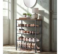 Pirlo Plush 5 Tier Industrial Shoe Rack Hallway Storage Organiser in Brown Pirlo Plush Brown