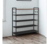 Pirlo Plush 5 Tier Industrial Shoe Rack Hallway Storage Organiser in Brown Pirlo Plush Brown