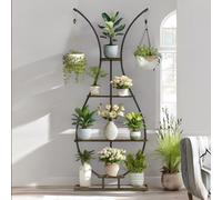 Pirlo Plush 5 Tier Vase Shaped Indoor Outdoor Plant Stand Organiser in Brown Pirlo Plush Brown