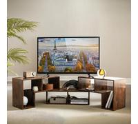 Rafaelo Mobilia Adjustable Free Combination TV Stand Unit Rustic Brown
