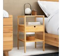 Pirlo Plush Bamboo Bedside Table With Drawer & Shelf Bedroom Furniture in White Pirlo Plush White