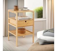 Pirlo Plush Bamboo Bedside Table With Drawer & Shelf Bedroom Furniture in White Pirlo Plush White