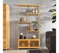 Pirlo Plush Bamboo Bookcase Storage Cabinet Open Shelving Unit in Brown Pirlo Plush Brown