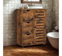 Pirlo Plush Bathroom Storage Cupboard Floor Cabinet With 3 Drawers in Brown Pirlo Plush Brown