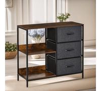 Pirlo Plush Bedroom Chest With 3 Fabric Drawers & Shelves in Brown Pirlo Plush Brown