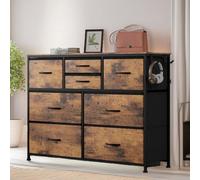 Pirlo Plush Bedroom Chest With 8 Fabric Drawers Rustic Brown