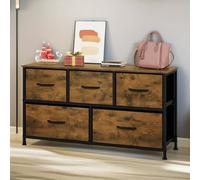 Rafaelo Mobilia Bedroom Dresser With 5 Fabric Storage Drawers Rustic Brown