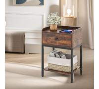 Rafaelo Mobilia Bedside Nightstand Table With Drawer Rustic Brown