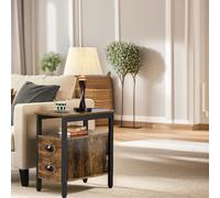 Pirlo Plush Bedside Table With 2 Drawers Rustic Brown