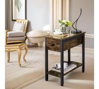 Rafaelo Mobilia Bedside Table With Drawer & Shelf Rustic Brown