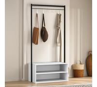 Rafaelo Mobilia Hallway Coat Rack Stand With 2 Storage Shelves White