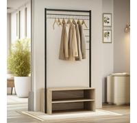 Rafaelo Mobilia Hallway Coat Rack Stand With 2 Storage Shelves Oak