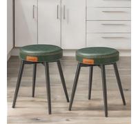 Pirlo Plush Faux Leather 2PC Stools For Kitchen Living Room in Camel Pirlo Plush Camel