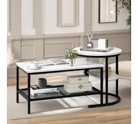 Pirlo Plush Faux Marble 2PC Nesting Tables Set Living Room Furniture in Black Pirlo Plush Black