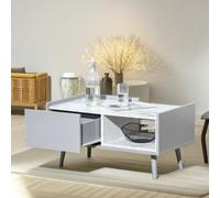 Pirlo Plush Faux Marble Coffee Table With Storage Shelf & Drawer Living Room Furniture in Light Grey Pirlo Plush Light Grey