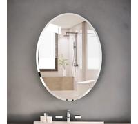 Pirlo Plush Frameless Wall Oval Vanity Mirror For Bedroom, Bathroom, Living Room in Clear Pirlo Plush Clear