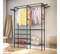 Pirlo Plush Heavy Duty Metal Clothes Rail Open Wardrobe in Black Pirlo Plush Black