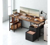 Pirlo Plush Industrial 140CM Computer Desk With Storage Shelves in Brown Pirlo Plush Brown