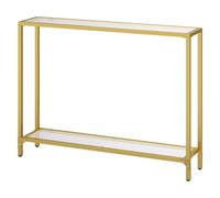 Pirlo Plush Industrial 2 Tier Entryway Hallway Console Table With Tempered Glass Top