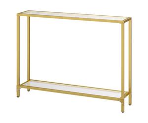Pirlo Plush Industrial 2 Tier Entryway Hallway Console Table With Tempered Glass Top
