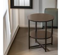 Rafaelo Mobilia Industrial 2 Tier Round Coffee Table For Living Room Walnut