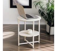 Pirlo Plush Industrial 2 Tier Round Coffee Table For Living Room White