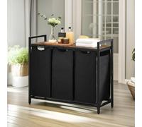 Rafaelo Mobilia Industrial 3 Compartment Laundry Basket With Removable Bags Brown