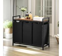 Rafaelo Mobilia Industrial 3 Compartment Laundry Basket With Removable Bags Brown